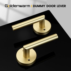 goldenwarm 2 Pcs Gold Dummy Door Handles, Dummy Brushed Gold Door Handle, No-Turning Door Dummy Knob for Closet Doors, Zinc Alloy