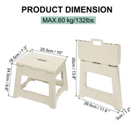 uxcell 9" Folding Step Stool for Adults 132 lbs Capacity Non-Slip Step Stool with Handle Collapsible Foot Stools, White Small Stepping Stool for Bathroom, Bedroom, Kitchen