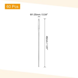 sourcing map 60 Pcs Large Eye Sewing Needles, 1.81 Inch 1.05mm High Carbon Iron Embroidery Thread Needle Sewing Blunt Needle Knitting Needles for Hand Sewing Art Crafts, Silver