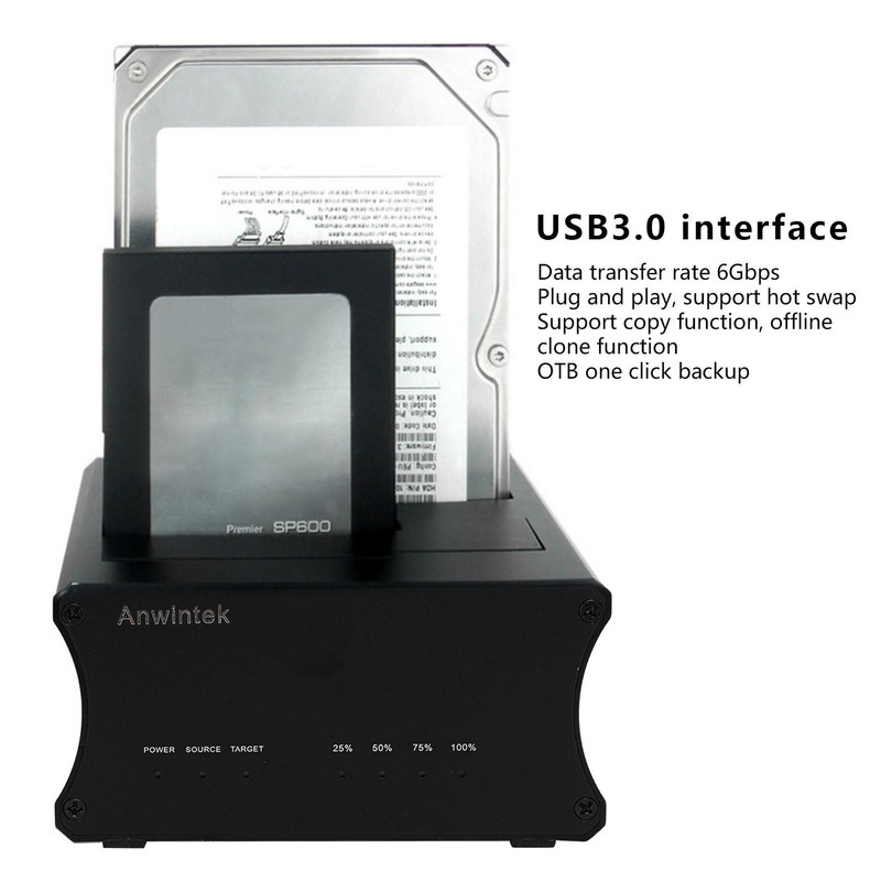 USB3.0 External Hard Drive Docking Station Copy Offline Clone Function