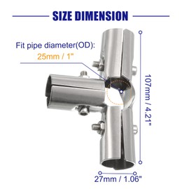 uxcell 4 Way Structural Pipe Connector 8pcs Chain Link Fence Clamp Stainless Steel Corner Fitting End Rails Clamp, Fit OD 1 Inch(25mm)