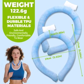 Cooling Neck Wrap for Fever Relief, Summer Heat Cooler, Reusable Ice Pack for Hot Flashes, Neck Cooling Tube, Breathable and Wearable,Blue (2packs)