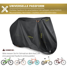 BEEWAY Bicycle Cover, 210D Nylon, Waterproof, Thick, Dustproof, UV Protection, Rainproof Bicycle Cover, For Mountain Bikes, Road Bikes, With Locking Hole Storage Bag