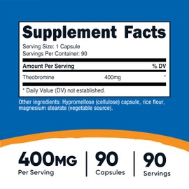 Nutricost Theobromine 400mg, 90 Vegetarian Capsules - Gluten Free, Non-GMO