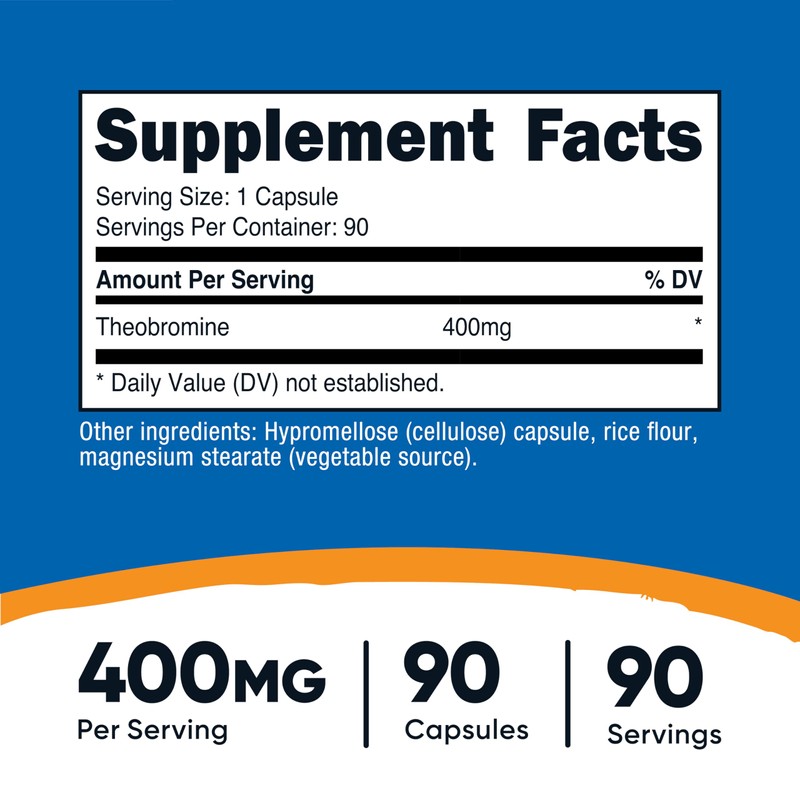 Nutricost Theobromine 400mg, 90 Vegetarian Capsules - Gluten Free, Non-GMO