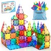 PicassoTiles 100 Piece Set 100pcs Magnet Building Tiles Clear Magnetic