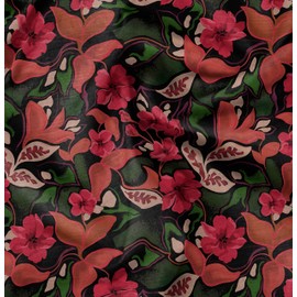 Soimoi Floral & Leaf Print - Pink, Canvas Fabric Material - 56 Inch Wide, 1 Meter, Unstitched Fabric for Upholstery, Bags, Workwear and Outdoor Gear.