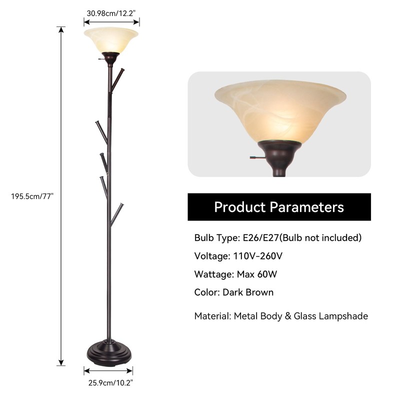 lianheng Standing Tall Lamp with Standing Coat Rack Tree, Torchiere