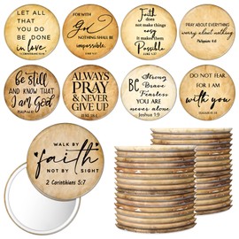 GlikCeil 36 Pcs Mini Christian Compact Mirrors Bulk for Women Retro Inspirational Bible Verse Pocket Makeup Mirrors Portable Church Party Favors for Bible Study Group Sunday School