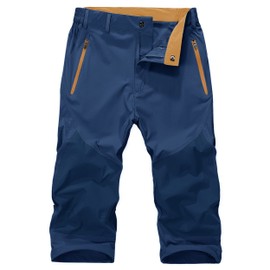 MAGNIVIT Men's Outdoor Hiking Shorts Quick Dry Cargo Shorts Lightweight 3/4 Capri Pants with Zipper Pockets Royal Blue