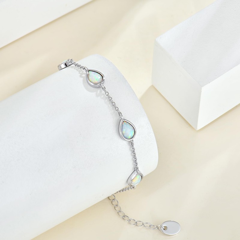 STARCHENIE Opal Bracelet for Women Simple Teardrop Bracelet 14K Gold