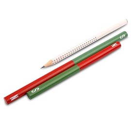 AlNiCo Round Bar Magnet Diameter 10 x 150 mm Painted Red/Green School Magnet School North Pole South Pole Marked