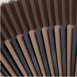 Kyoetsu Men's Hand Fan, Pure Silk, Plain, 2 Colors, Bamboo Black, Set of 2, 15