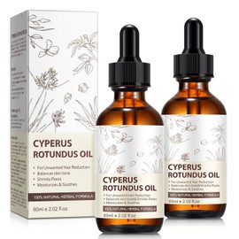 2 Pack Natural Cyperus Rotundus Oil for Hair Removal – Gentle & Effective Body Hair Growth Reducer, 4 fl.oz Bottles for All Skin Types, Non-Irritating Formula