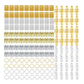 Puños de Trenzado para el Cabello, 160 piezas Joyas para el Cabello Trenzado Anillos de joyería para el cabello Decoraciones para el cabello Anillos de patrón hueco Clips para trenzas Accesorios