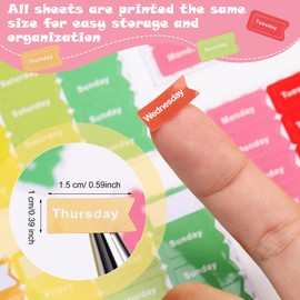 140 Pcs Day of The Week Stickers Monday to Sunday Self Adhesive Day of Week Stickers for Mini Back to School Date Covers Decorative Planner Removable Labels Journal School Supplies (Bright Colors)