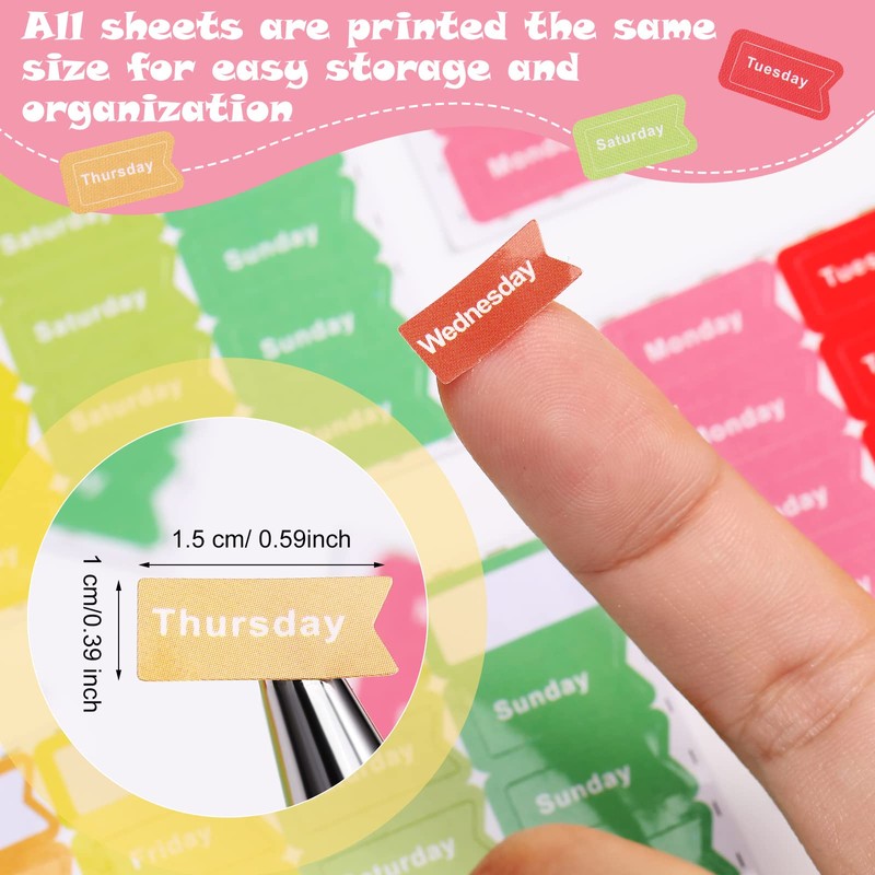140 Pcs Day of The Week Stickers Monday to Sunday