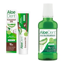 Aloe Dent - Coconut Oil Gel Toothpaste & Mouthwash - Fluoride Free - Gentle Cleansing, Supports Healthy Gums & Freshens Breath - Vegan, Cruelty & SLS Free - 100 ml & 250 ml - Bundle