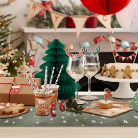 JOTOM Christmas Table Runner Rectangle Table Cloth and Runners Winter Xmas Table Runners Kitchen Dining Table Decoration Tablecloth for Dining Party Christmas Decor 33x183cm (Snowflake Christmas Tree)