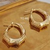 Gold Bamboo Hoop Earrings For Women Trendy,14K Gold Plated Dangle