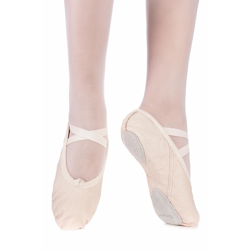 Leather ballet slippers, split sole, sand-coloured, 43 EU