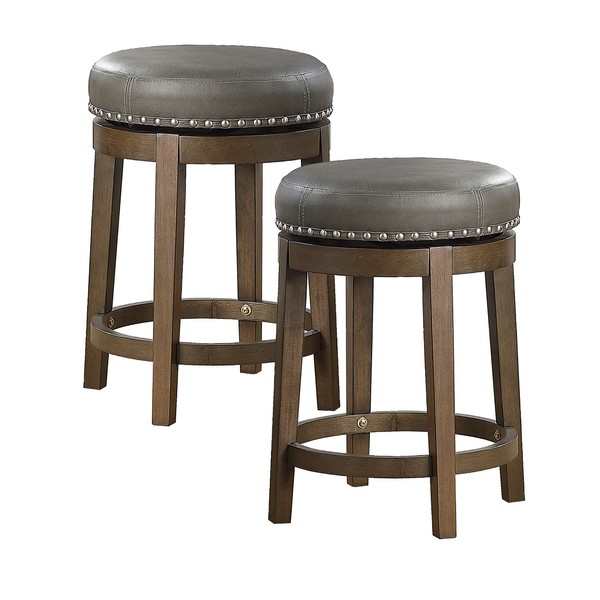 Lexicon Swivel Counter Height Stool (Set of 2), 24" SH, Gray, Kenmare