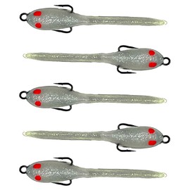 DELONG LURES Tadpole Fishing Lures for Bass, Crappie, Bluegill, Perch, and Trout, Slow Sinking Life Like Fishing Bait Scented Pre Rigged Fishing Gear Fishing Lures for Freshwater(Silver)
