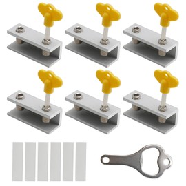 CADUFUELLY 6 Sets of Window Locks, Safe Window Locks with Key for Vertical and Horizontal Sliding Windows Doors Adjustable Window Security Locks for Children Home Bedroom Office (Silvery)