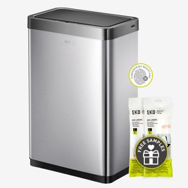 EKO Mirage-X 47 Liter / 12.4 Gallon Touchless Rectangular Motion Sensor Trash Can with Removable Liner, Brushed Stainless Steel Finish