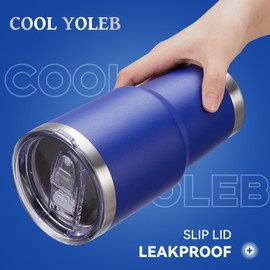 Cool Yoleb 30 oz Tumbler with Lid Stainless Steel Tumblers Bulk Vacuum Insulated Cup Reusable Powder Coated Travel Mug Double Wall Leak Proof Cups Keep Cold Drinks for 12 Hours Blue, Set of 12
