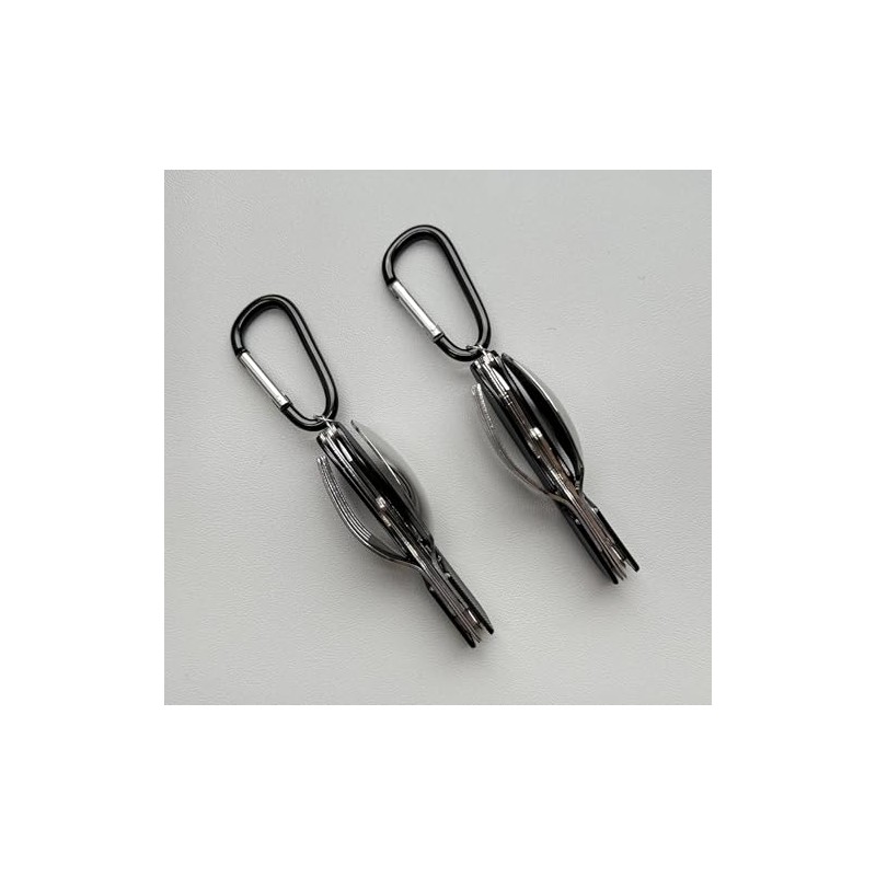 Camping 2 Piece Stainless Steel Cutlery Set with Carabiner and