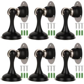SHUESS 6 Pack Black Magnetic Door Stopper Heavy Duty Magnetic Door Holder, Stainless Steel Magnetic Door Stop with Adhesive Tape, Screws for Stronger Wall & Floor Mount, Keep Door Open