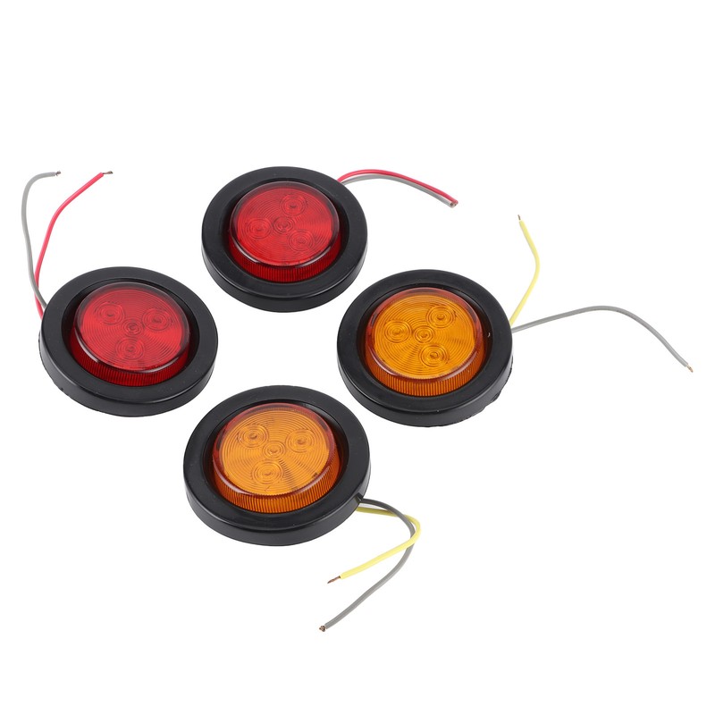 4pcs 2in Round LED Indicator Light Side Marker Lamp Red
