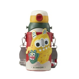 bc babycare Children's Water Bottle, 3-Way, Stainless Steel Bottle, 20.3 fl oz (600 ml), Direct Drinking, Cup, Straw, Cold Retention, Lightweight, With Cover, For Kids, Kindergarten & School