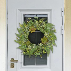 24 Inch Artificial Fern Wreaths for Front Door for All Seasons,Spring Summer Wreath,Large Eucalyptus Greenery Wreath,Home Wall Porch Outdoor Wreath for Porch,Window,Farmhouse,Holiday