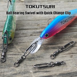 TOKUTSURI Fishing Power Clips Ball Bearing Swivels Fishing Clips Quick Change Topwater Speed Clips Snap Swivels Saltwater Freshwater Black 46Lbs 25Pcs