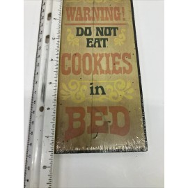 Wallace bVintage 1970s Wallace Berrie Wall Plaque Sign 7" x 3" WARNING No cookies in bed