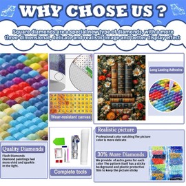 WEMEON Square Drill Diamond Painting Book - 5D Full Square Diamond Art Kits for Adults with Tools, Stunning No-Gap Design, Easy to Apply and Frame, Home Wall Decor, Gift Idea(12X16 Inch)