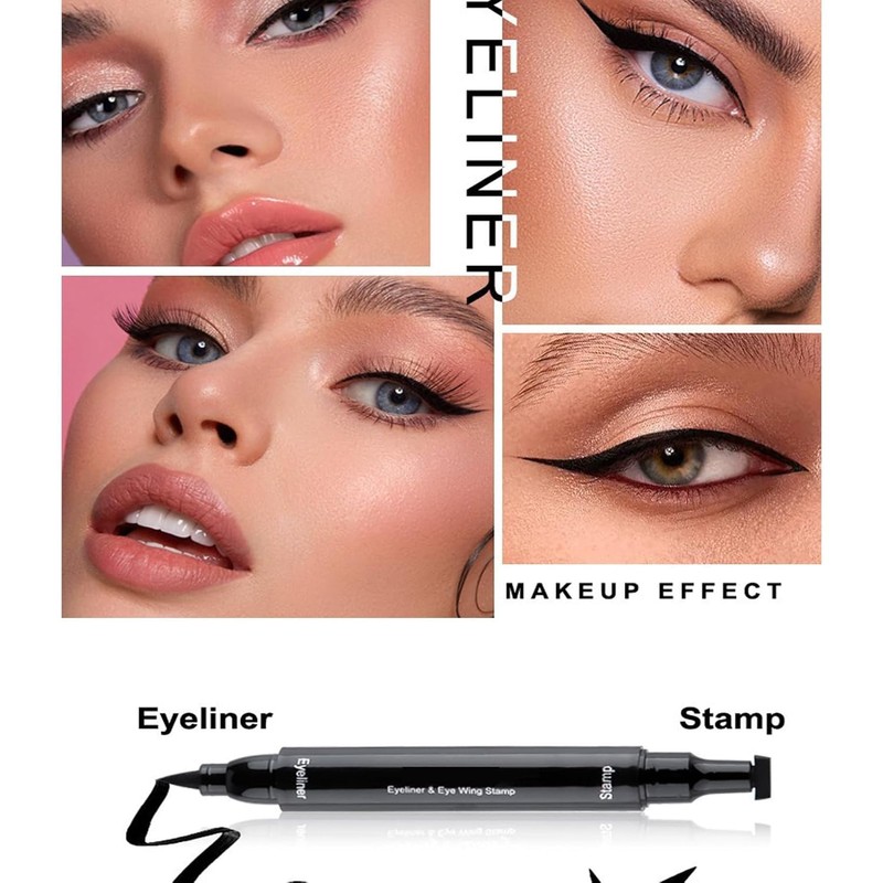 HhBdy Waterproof Eyeliner Stamp 4Pcs 2 in 1 Double Head