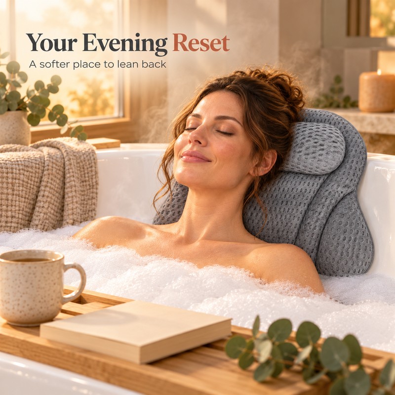 Bath Pillow for Tub with Suction Cups – Soft 4D