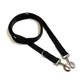 25mm Police Style Dog Training Leads Obedience Control Leash Multi-Functional Double Ended In Cushioned Webbing (Black, 8ft (2.4m) Long)