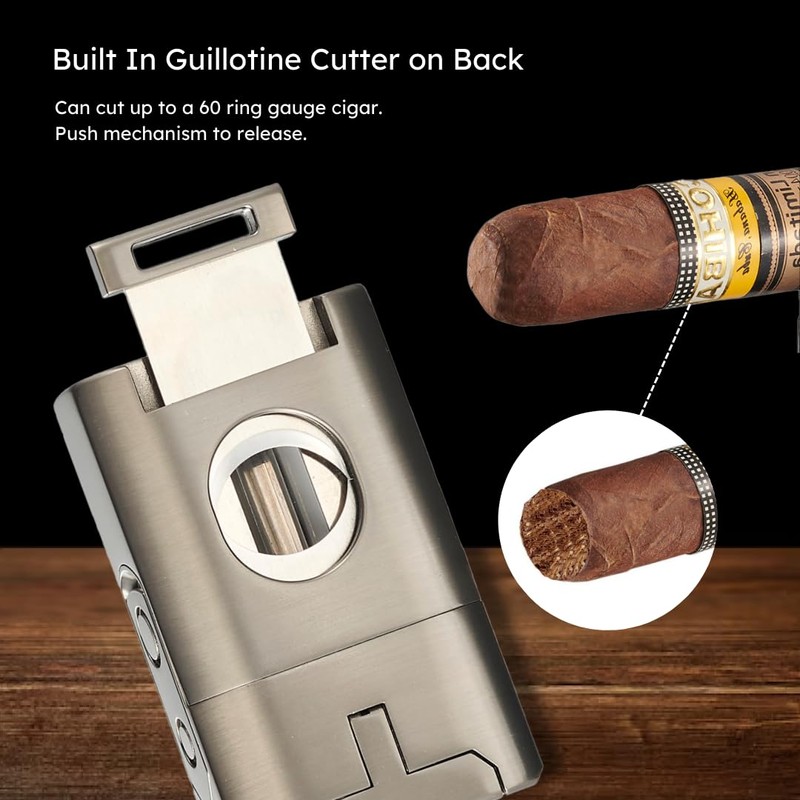 Visol Joplin Quad Torch Multi-Tool Table Lighter, Built in Guillotine