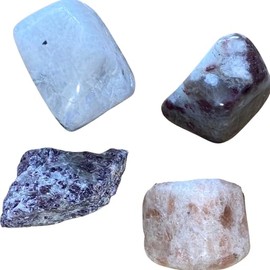 Healing Atlas Libra Zodiac Stones Kit Lepidolite, Moonstone, Sunstone, Pink Tourmaline, Improve Balance Harmony in Your Life, Unlock Your Healing Potential.