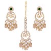 Aheli Kundan Pearl Chandbali Pendientes con Maang Tikka Conjunto de