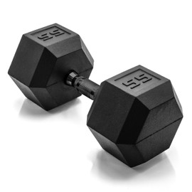 CAP Barbell 55 LB Coated Hex Dumbbell Weight with Black Handle