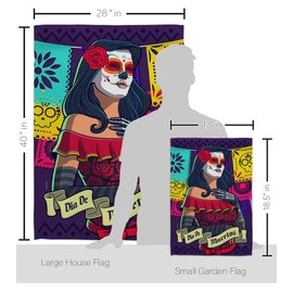 Breeze Decor La Calavera Catrina Garden House Flag Kit Fall Day of Dead Dia De Los Muertos Fiesta Mexican Party Autumntime Decoration Banner Small Yard Gift Double-Sided, Made in USA