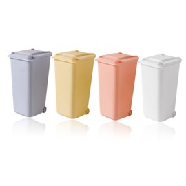 LABRIMP 4pcs Mini Desktop Trash Bins Lid Creative Office Waste Containers for Desk Organization Recycling Bins for Home School