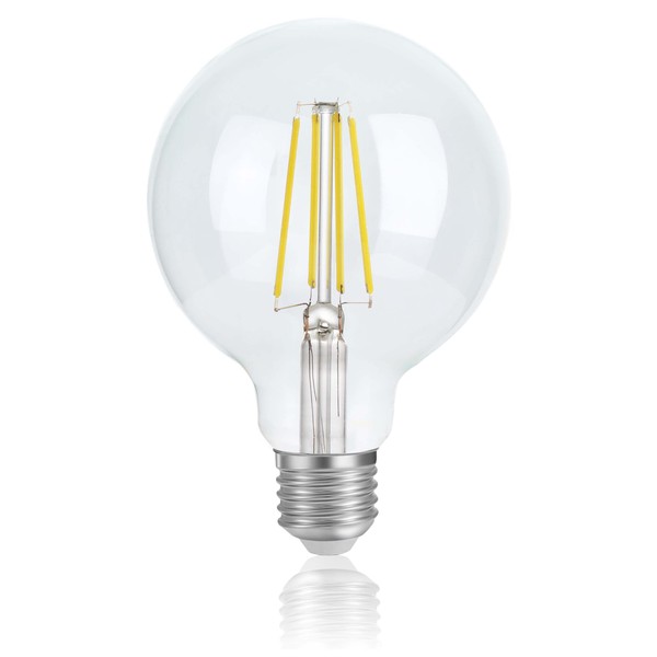 FLSNT LED Bulb, E26 Base, 80W Equivalent, 5000K, Daylight White, 8W, 1200lm, Filament Bulb, Ball Bulb, Chandelier, Retro Bulb, Atmosphere, High Color Rendering Type, Non-Dimmable Type, PSE Certified,