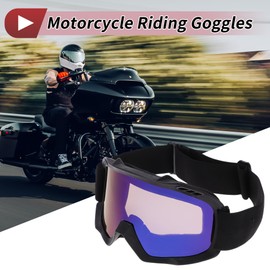 Motoforti 1 Set Motorcycle Riding Goggles PC TPU Cycling Sunglasses Blue Purple Lens Black Frame