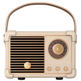 Fsjun Retro Wireless Bluetooth Speaker, Portable Outdoor Speakers,Vintage Decor, Mini Speakers with Powerful Sound, Hands-Free Calls, USB/TF Card/AUX Support (White)